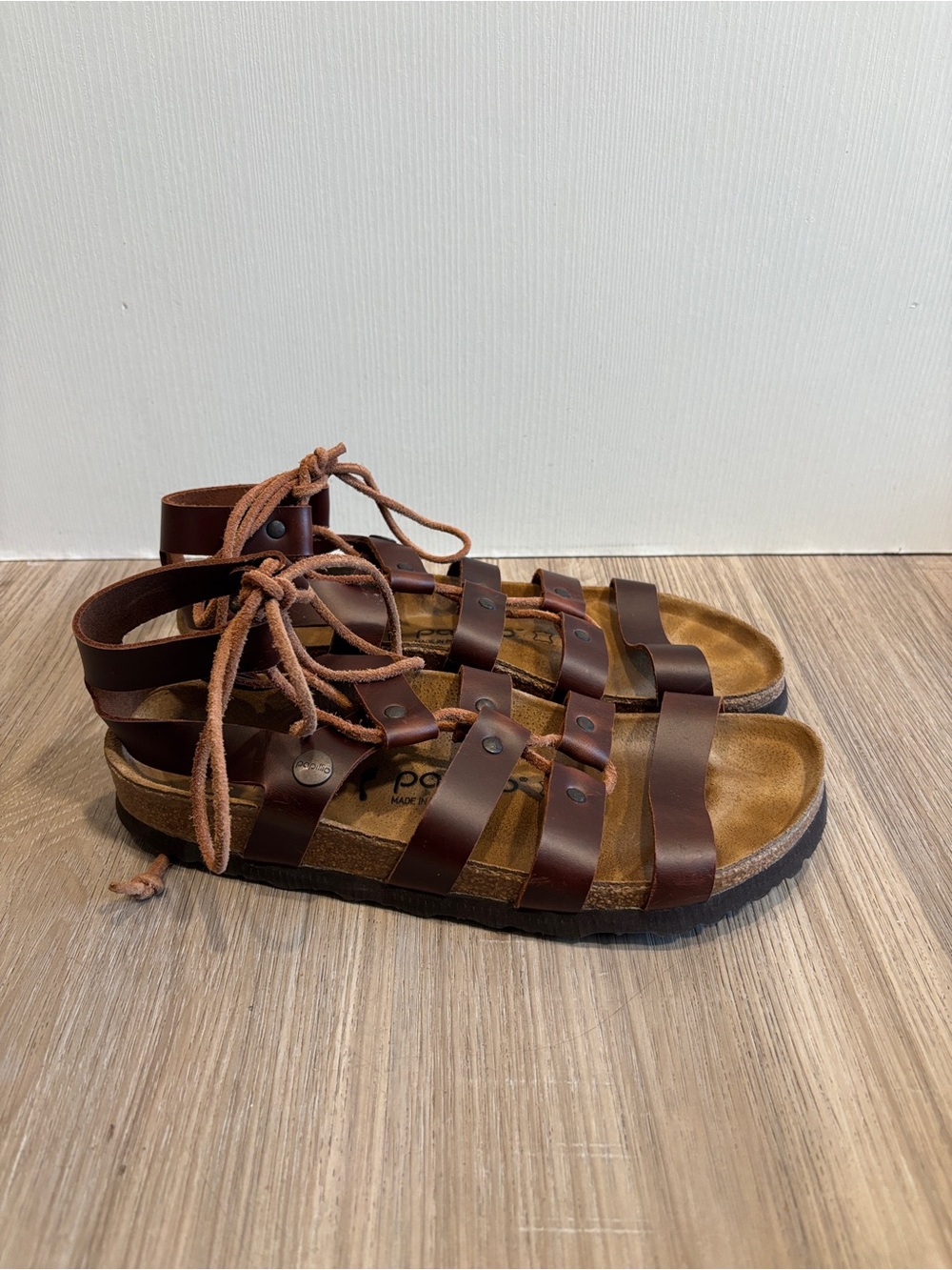Birkenstock Women's Brown Leather Strappy Lace-Up Sandals